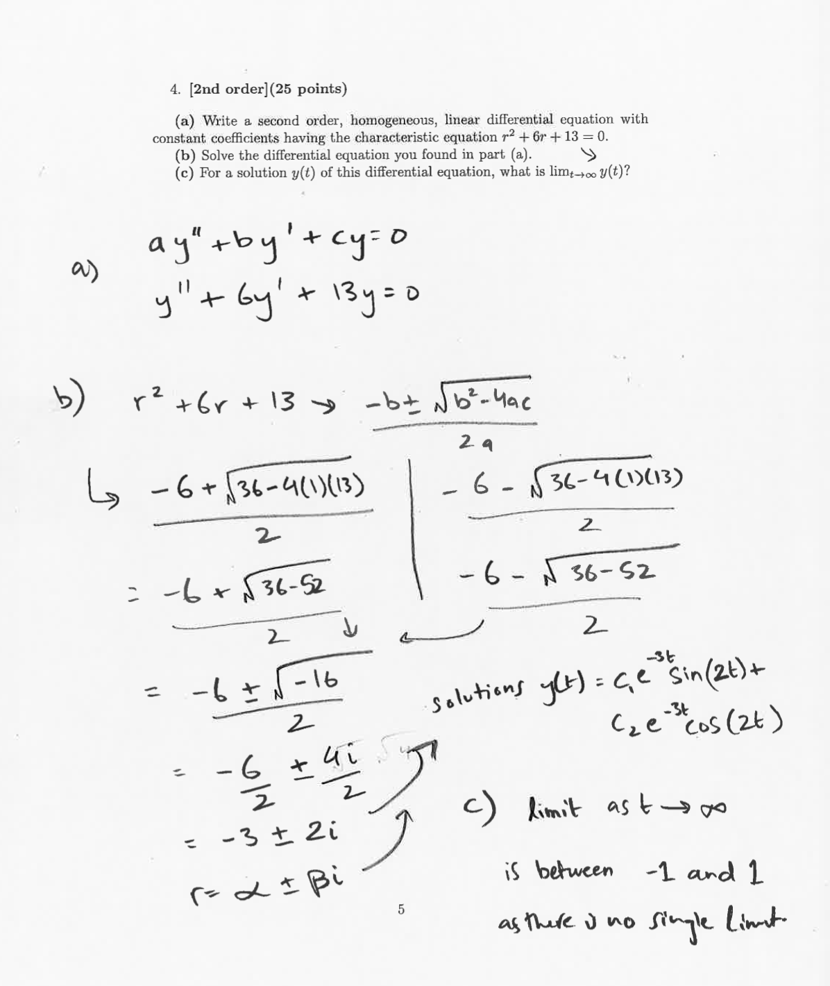 Student's handwritten solution
